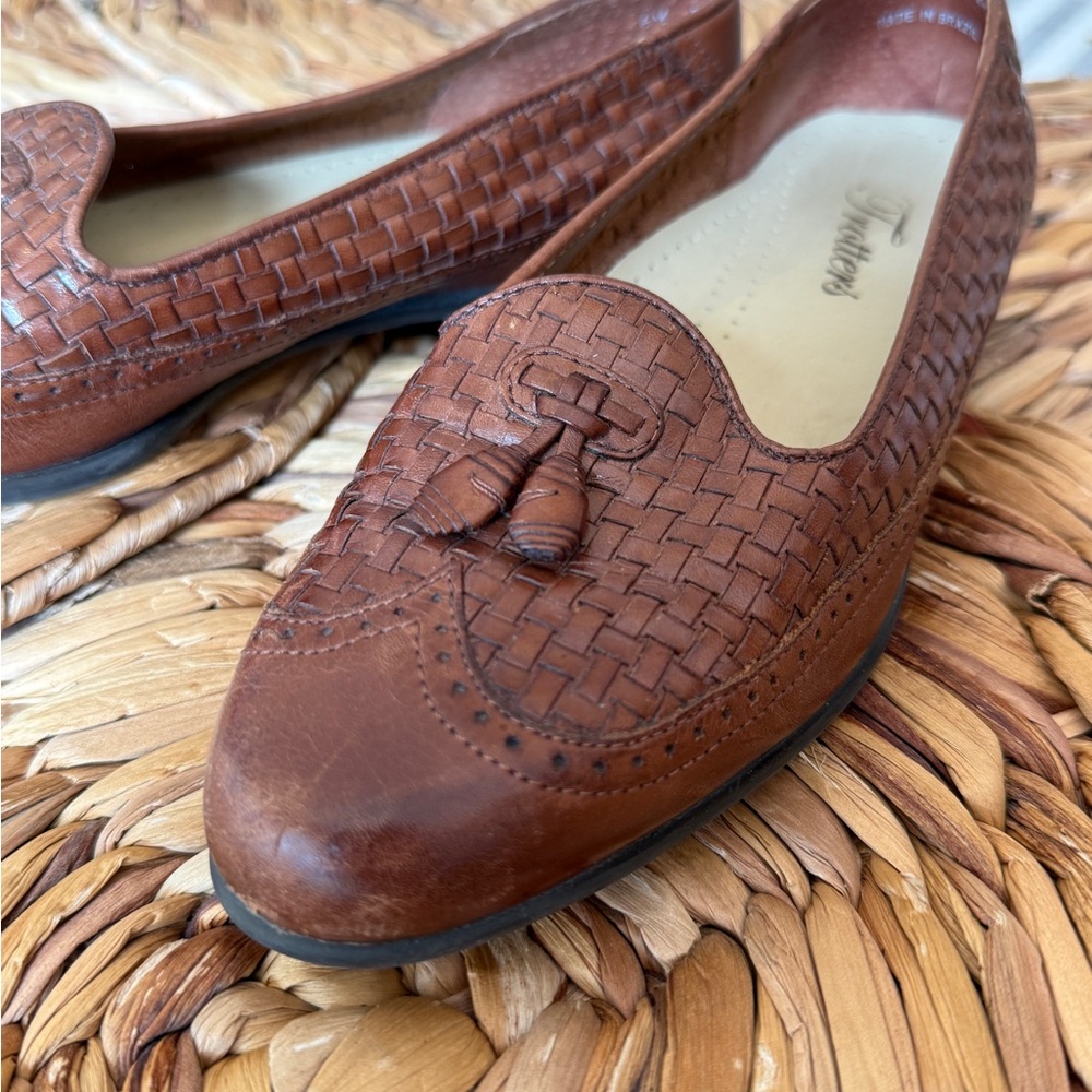 🌞Vintage Trotters Woven Brown Brazilian Leather Loafers – Size 6, Size  #29